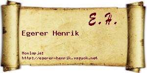 Egerer Henrik névjegykártya